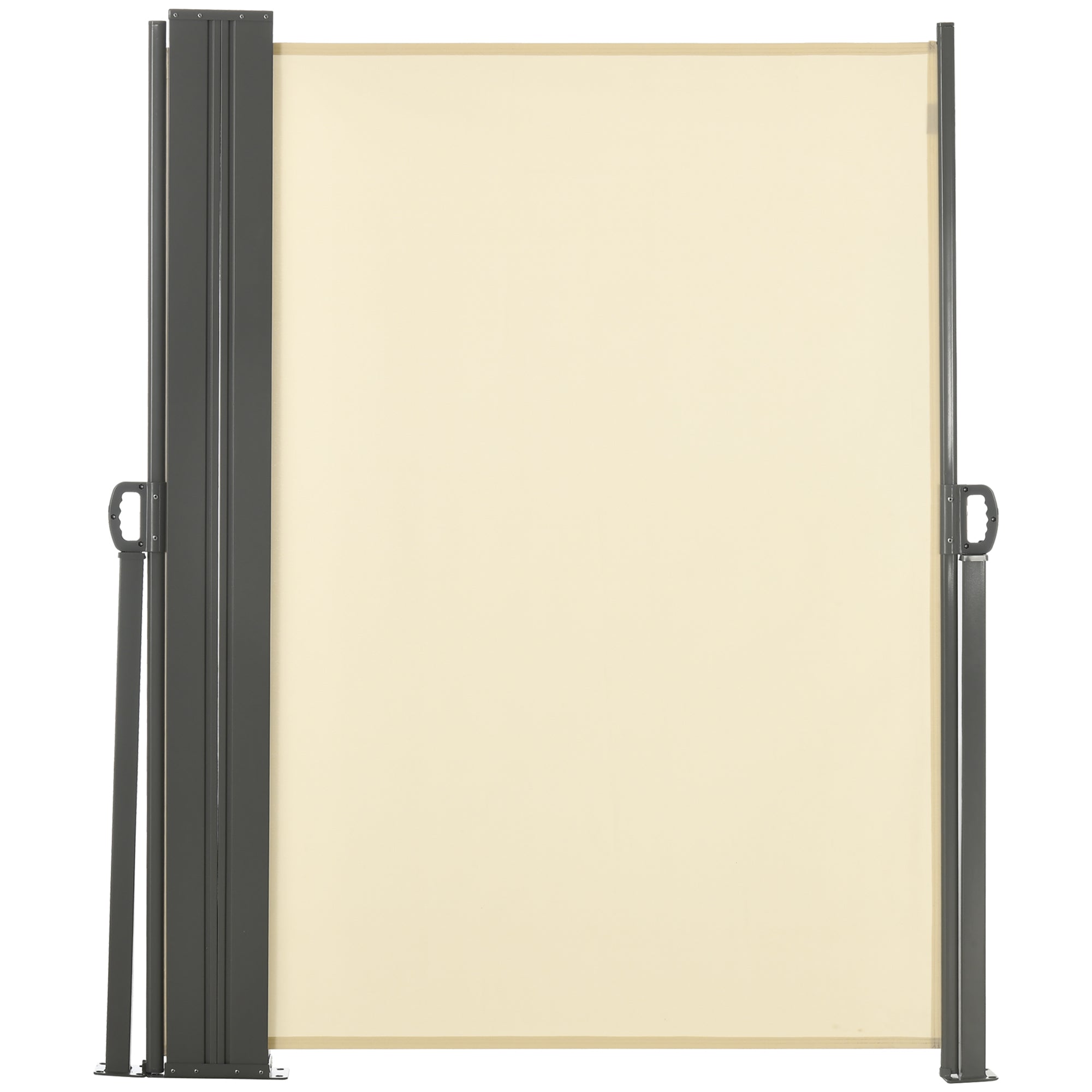 Outsunny Outdoor Privacy Partition: 236" x 71" Double Side Retractable Sunshade for Patio Garden Balcony, Cream White 