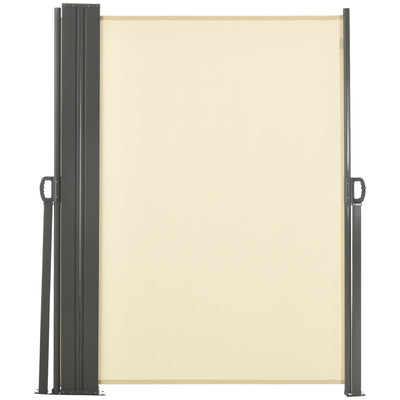 Outsunny Outdoor Privacy Partition: 236" x 71" Double Side Retractable Sunshade for Patio Garden Balcony, Cream White 