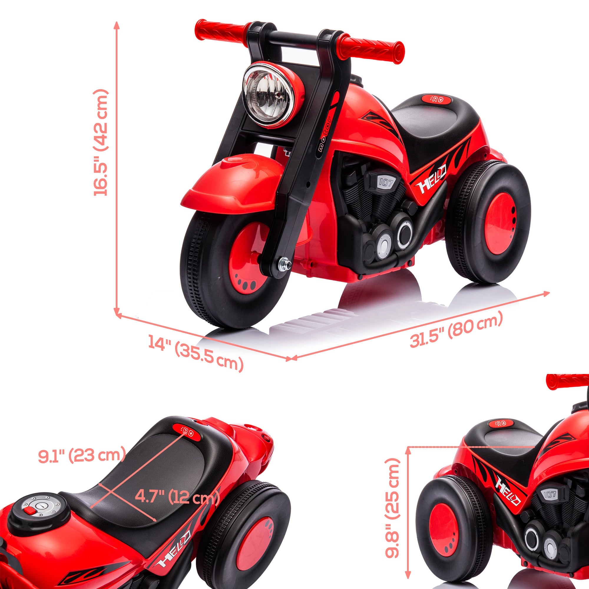 Qaba Foot to Floor Toddler Ride on Toy, Sliding Toddler Car with Music and Bubble, for 2-5 Years Old, Red 