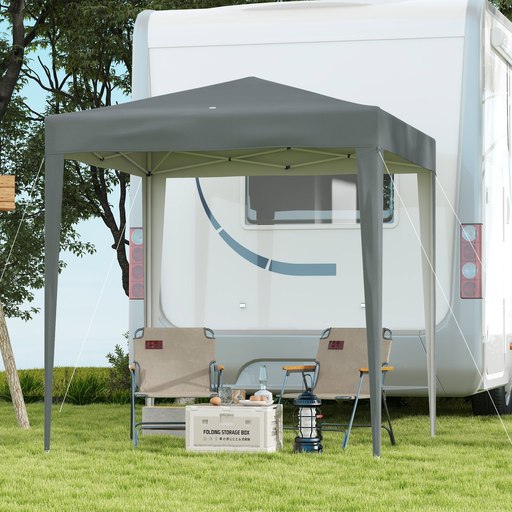 Outsunny 6.6'x6.6' Pop Up Canopy Tent with Sidewalls, Instant Sun Shelter Camping Gazebo with Carry Bag, for Outdoor, Garden, Patio, Grey 