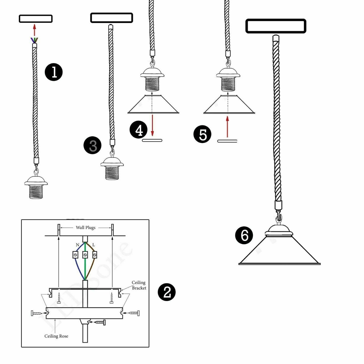 Cone Shade Hanging Rope Lamps ~1114