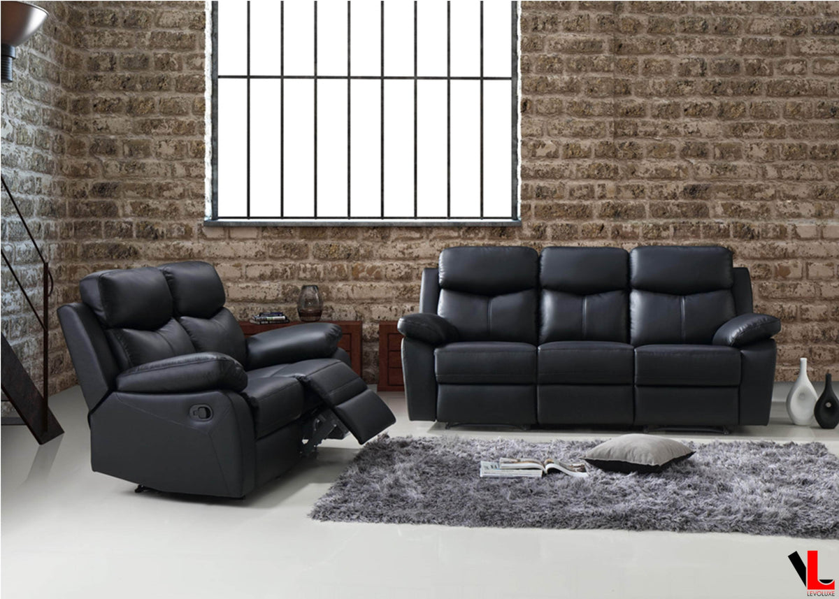 Aveon 2 Piece Pillow Top Arm Reclining Sofa and Loveseat Set in Leather Match - Available in 2 Colours