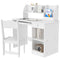 Qaba Kids Desk and Chair Set for 5-8 Year Old with Storage Study Table and Chair for Children White