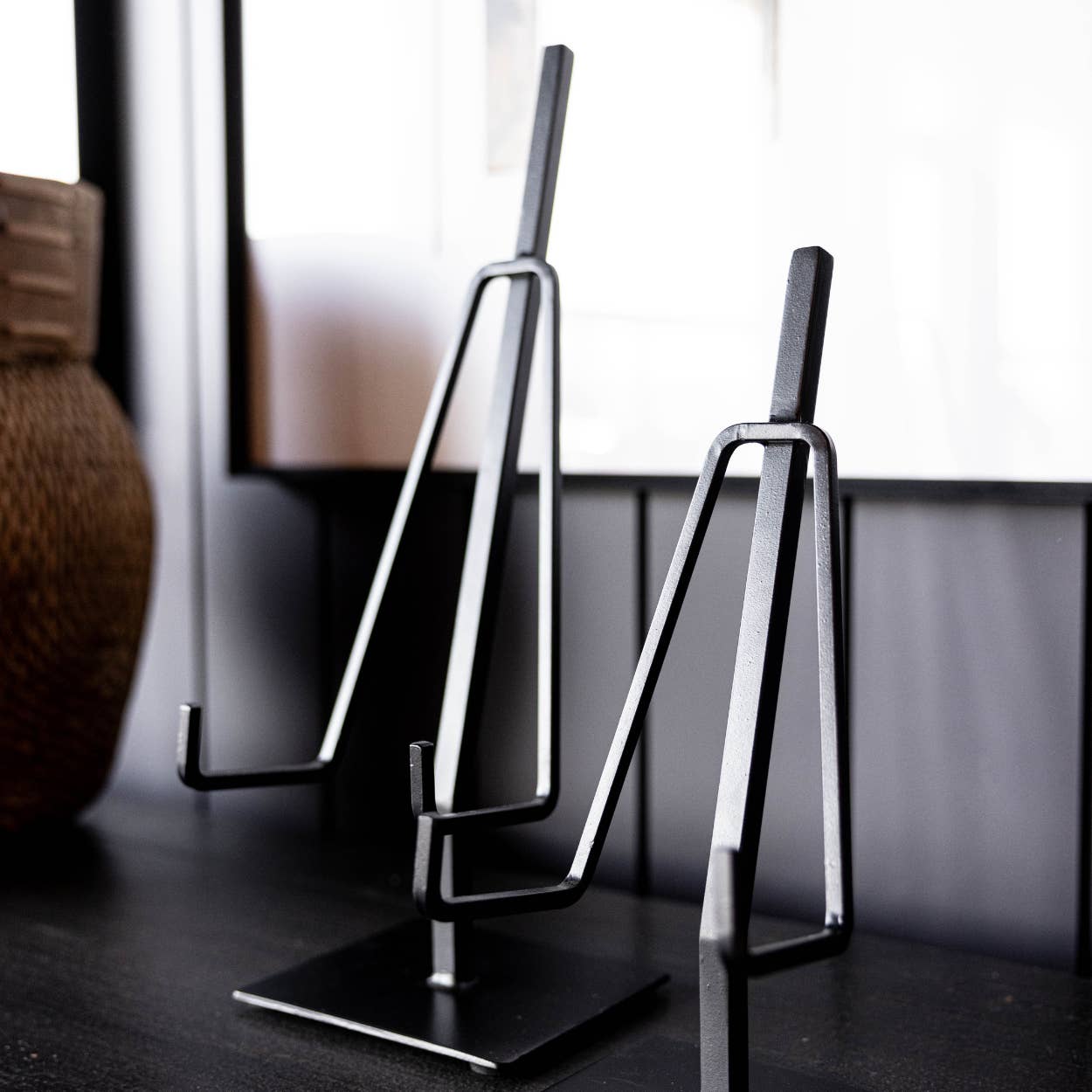 Picture Easel Stand | Dual Arm Black Iron 