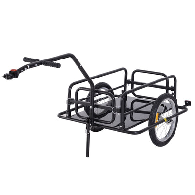 Aosom Folding Bicycle Cargo Trailer Bike Trailer for Garden Patio Tool Ude with Hitch Black 