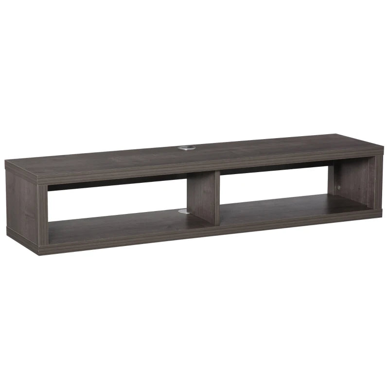 Floating TV Stand Shelf for 50" TVs, Wall Mounted Entertainment Center for Living Room, Bedroom, Media Console with Storage Shelf for Audio, Video, Dark Grey Wood Grain