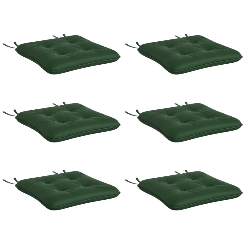 6-Piece Seat Cushion Replacement, Outdoor Patio Chair Cushions Set with Ties, Button Tufted, Dark Green