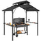 8 x 5ft Hardtop Grill Gazebo with Double Metal Roof, 2 Side Shelves and 10 Hooks for Patio Backyard Lawn Deck