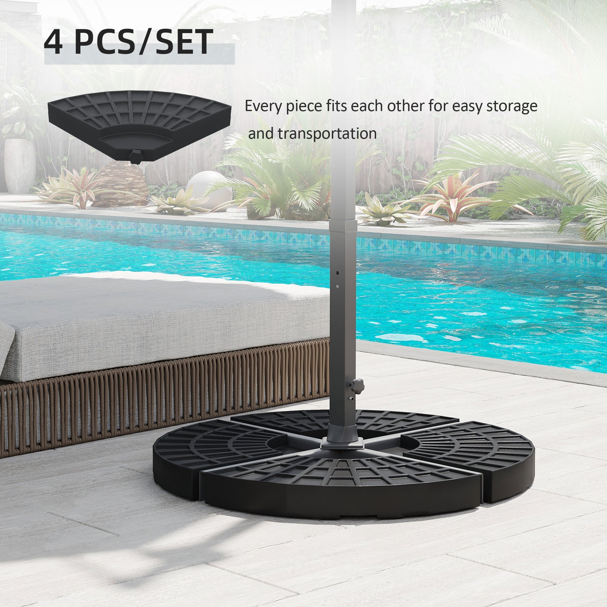 Outsunny Set of 4 Umbrella Base Weights for Cross Base Portable Outdoor Stability Accessories 