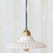 Pleated Pendant Light – Cream Stoneware Shade with Antique Brass Accents, 10.75