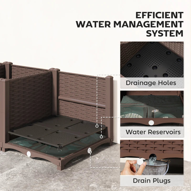 Plastic Raised Garden Bed with Legs, Self Watering Elevated Planter Boxes with Drainage Holes and Plugs