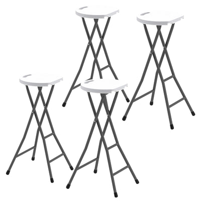 Outsunny Set of 4 Folding Outdoor Bar Stools, 29" Counter Height Stools with Handle, Indoor Outdoor Stool Chair with Footrest 