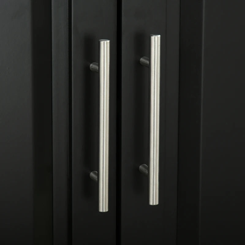 72" Kitchen Pantry Cabinet, Freestanding Storage Cabinet, 4-Door Cabinet with Drawer and Adjustable Shelves, Black