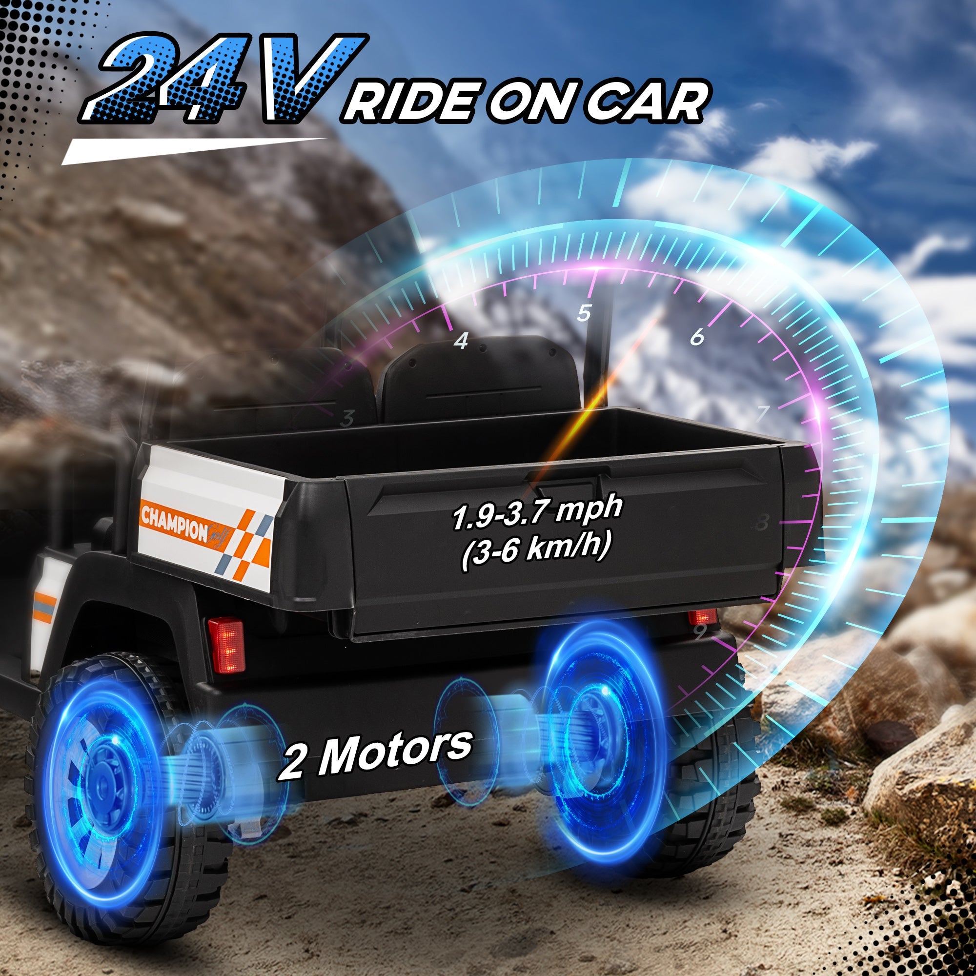 Qaba 24V 2 Seater Electric Car for Kids w/ Remote Control, 4 Wheels Spring Suspension, Soft Start, Storage, Sunshade, White 