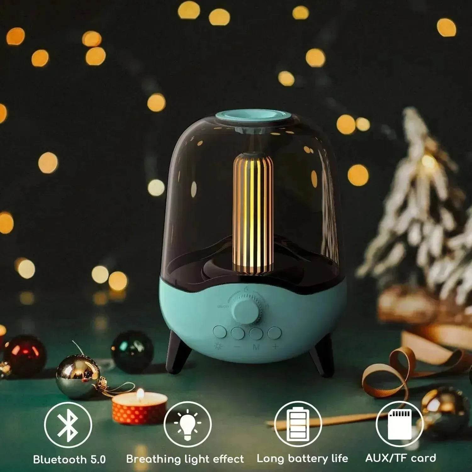 Portable Wireless Bluetooth 5.0 Speaker Flickering Ambient Light Speakers Table Lamp Stereo Sound Indoor Outdoor Night Lights 