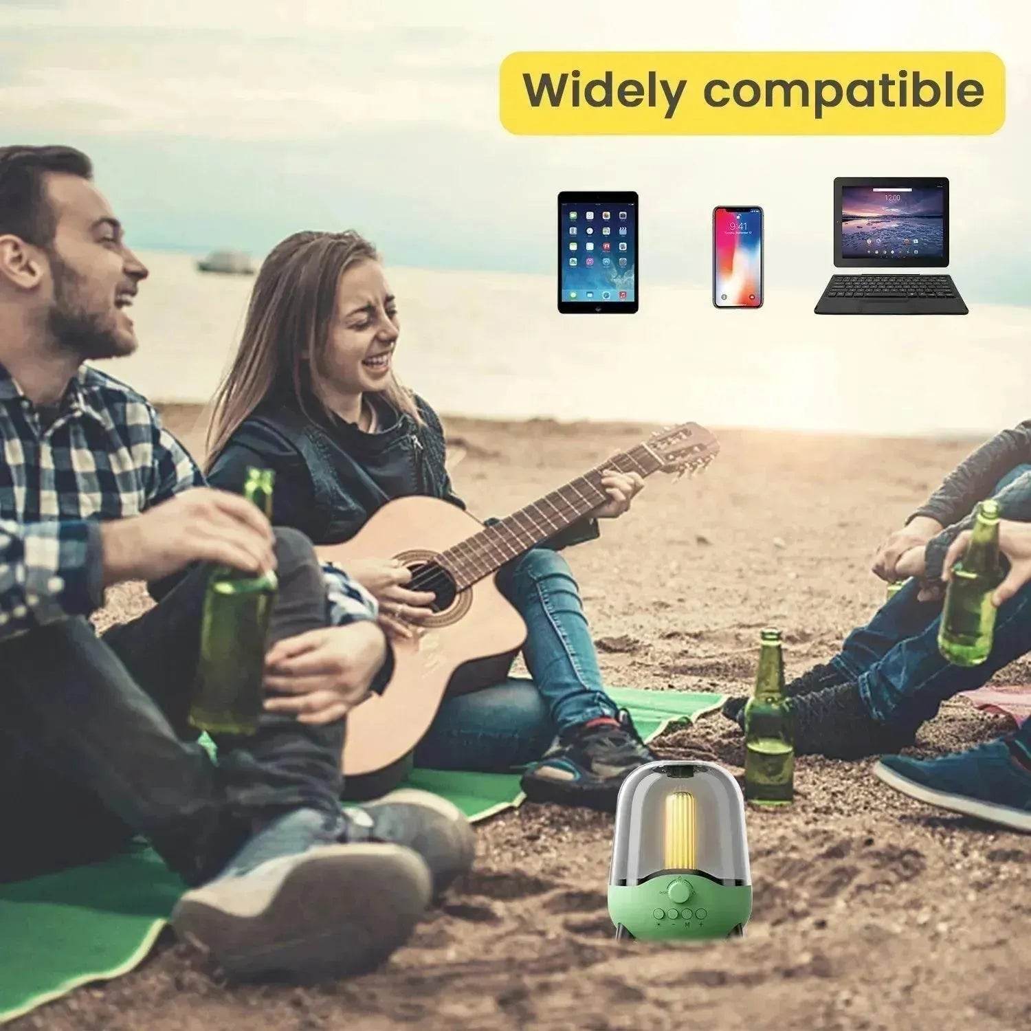 Portable Wireless Bluetooth 5.0 Speaker Flickering Ambient Light Speakers Table Lamp Stereo Sound Indoor Outdoor Night Lights 