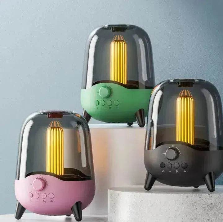 Portable Wireless Bluetooth 5.0 Speaker Flickering Ambient Light Speakers Table Lamp Stereo Sound Indoor Outdoor Night Lights 