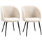 Dining Chairs Set of 2, Sherpa Fleece Upholstered Kitchen Chairs with Backrest and Steel Legs, Cream White
