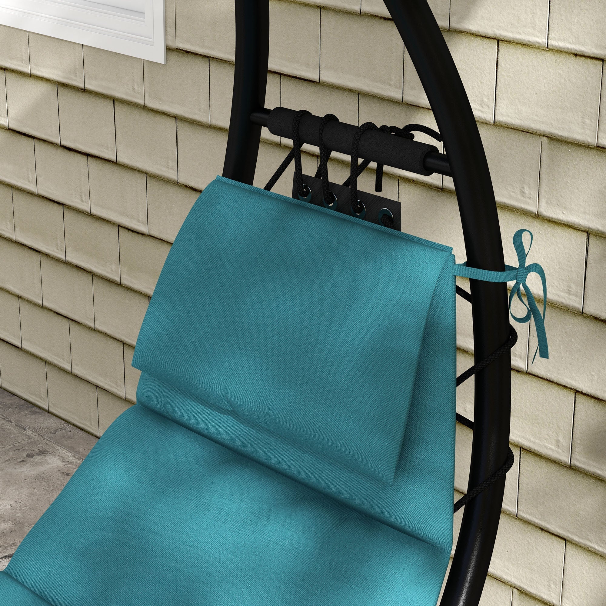 Outsunny Tanning Chair with Sunshade Roof, Rocking Base, Cushion, Headrest, Turquoise 