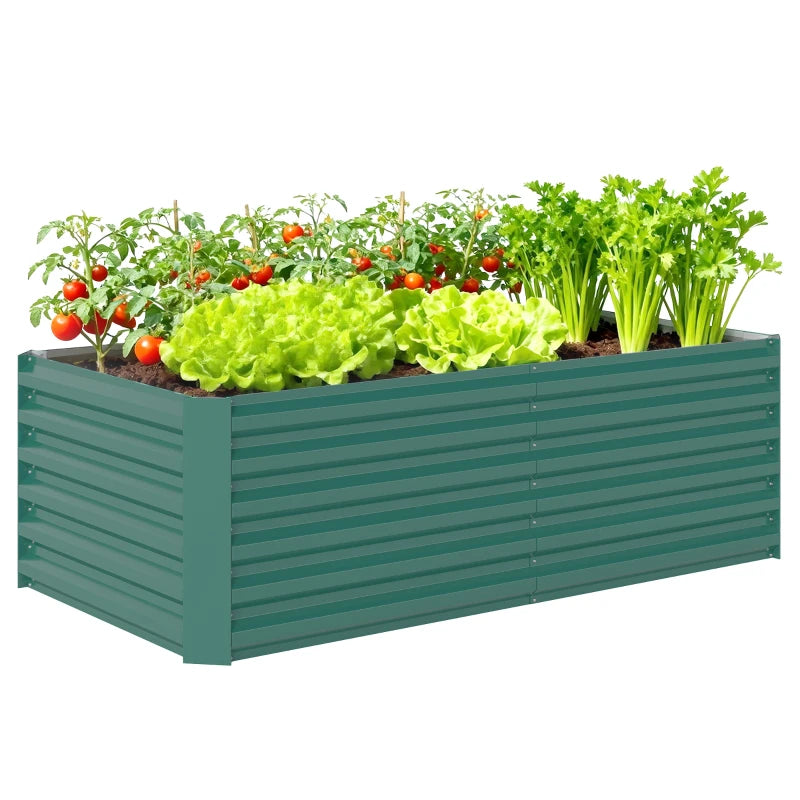 6' x 3' x 2' Raised Garden Bed, Galvanized Planter Box for Growing Flowers, Herbs and Vegetables, Dark Green
