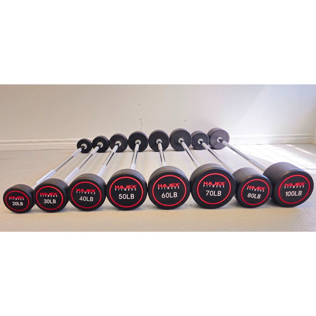 Straight and EZ Curl Fixed Weight Barbell Sets - 20 to 100 LB 