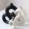 Donut Vase Collection – Black & White Cement & Ceramic Vases, Small, Medium, Large, Minimalist & Watertight Decorative Vases for Home Décor