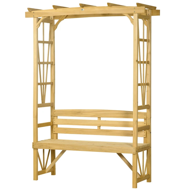 Patio Wooden Bench, Outdoor Bench for Vines/Climbing Plants, Light Brown