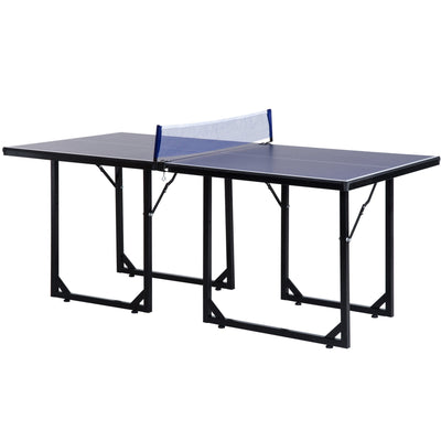Soozier Compact Midsize Table Tennis Table 6x3ft Free Standing Folding Family Ping-pong Table Blue 