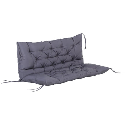 Outsunny Outdoor 2 Seater Bench Cushion with Backrest Non Slip Garden Patio Soft Pad Grey 