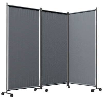 Outsunny 6FT Tall Folding Room Divider on Wheels, Rolling Privacy Screen for Outdoor Patio, Pool, Hot Tub 