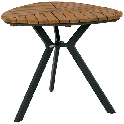 Outsunny Outdoor Dining Table with Slatted Acacia Wood Leaf Tabletop, Patio Table with Steel Legs for Garden, Backyard, Teak 