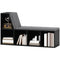HOMCOM Multi-Purpose Bookshelf with 5 Cubes, 5-Cubby Bookcase with Cushioned Reading Nook and Storage Shelves, Distressed Black