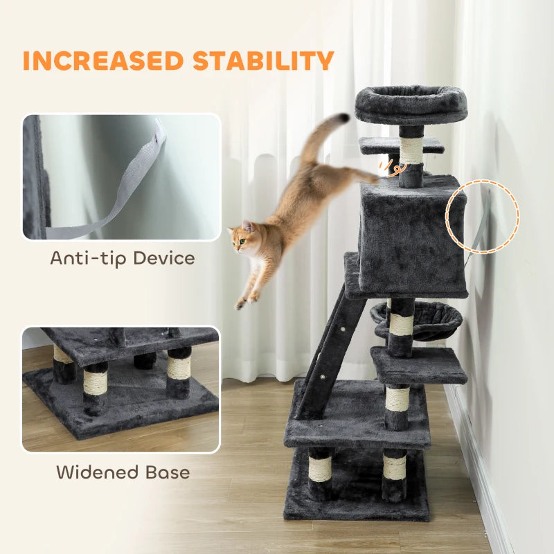 52 Inch Large Cat Tree for Indoor Cats, Dark Grey