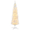 HOMCOM 5ft Pencil Christmas Tree, Slim Artificial Christmas Tree with Realistic Branches and Warm White LED Lights, White