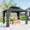 10' x 12' Hardtop Patio Gazebo with Double Galvanized Steel Roof and Aluminum Frame, Outdoor Permanent Gazebo, Dark Grey