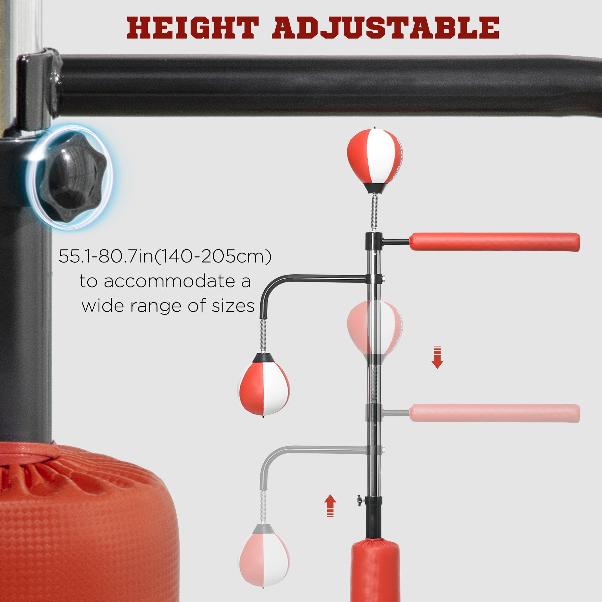Soozier Boxing Bag Freestanding Punching Bag, Height Adjustable with Reflex Bar, Speed Balls and Suction Cup Base for Adult & Teenagers 