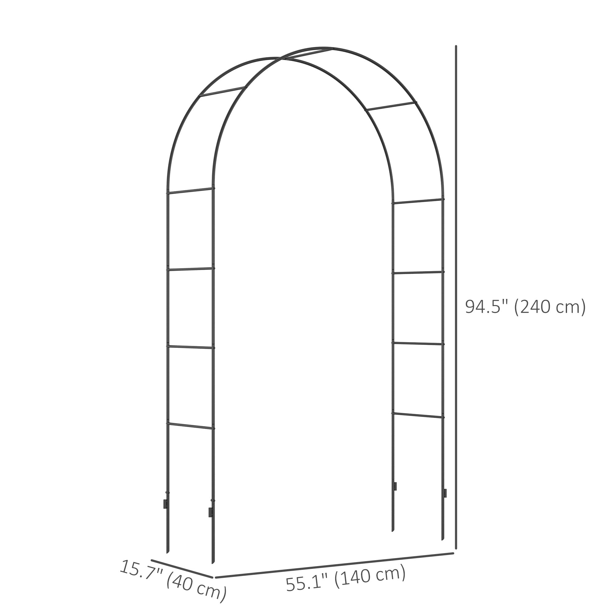 Outsunny 7.9FT Garden Arch Trellis, Metal Arch, Outdoor Garden Arbor for Climbing Plants, Wedding Decoration 