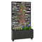 Metal Planter Box with Trellis, Raised Garden Bed with Twigs Slatted Cut-Out Privacy Screen and Wheels