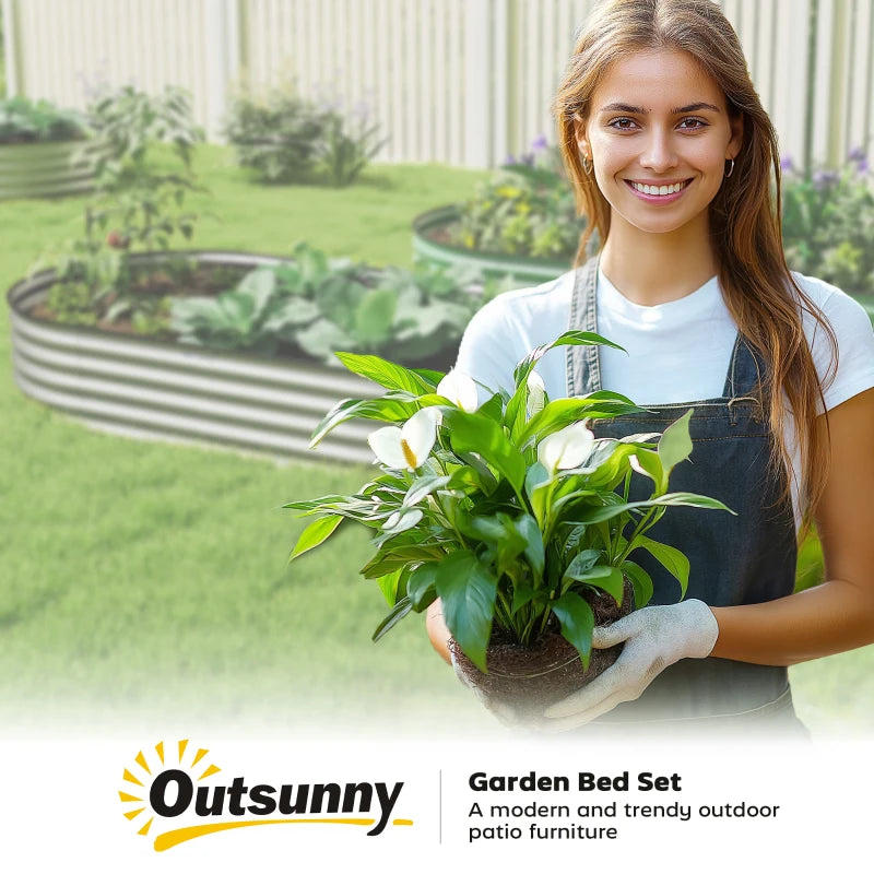 6' x 3' x 1' Large Outdoor Planter Box, Galvanized Raised Garden Bed with Metal Plant Stake, Silver