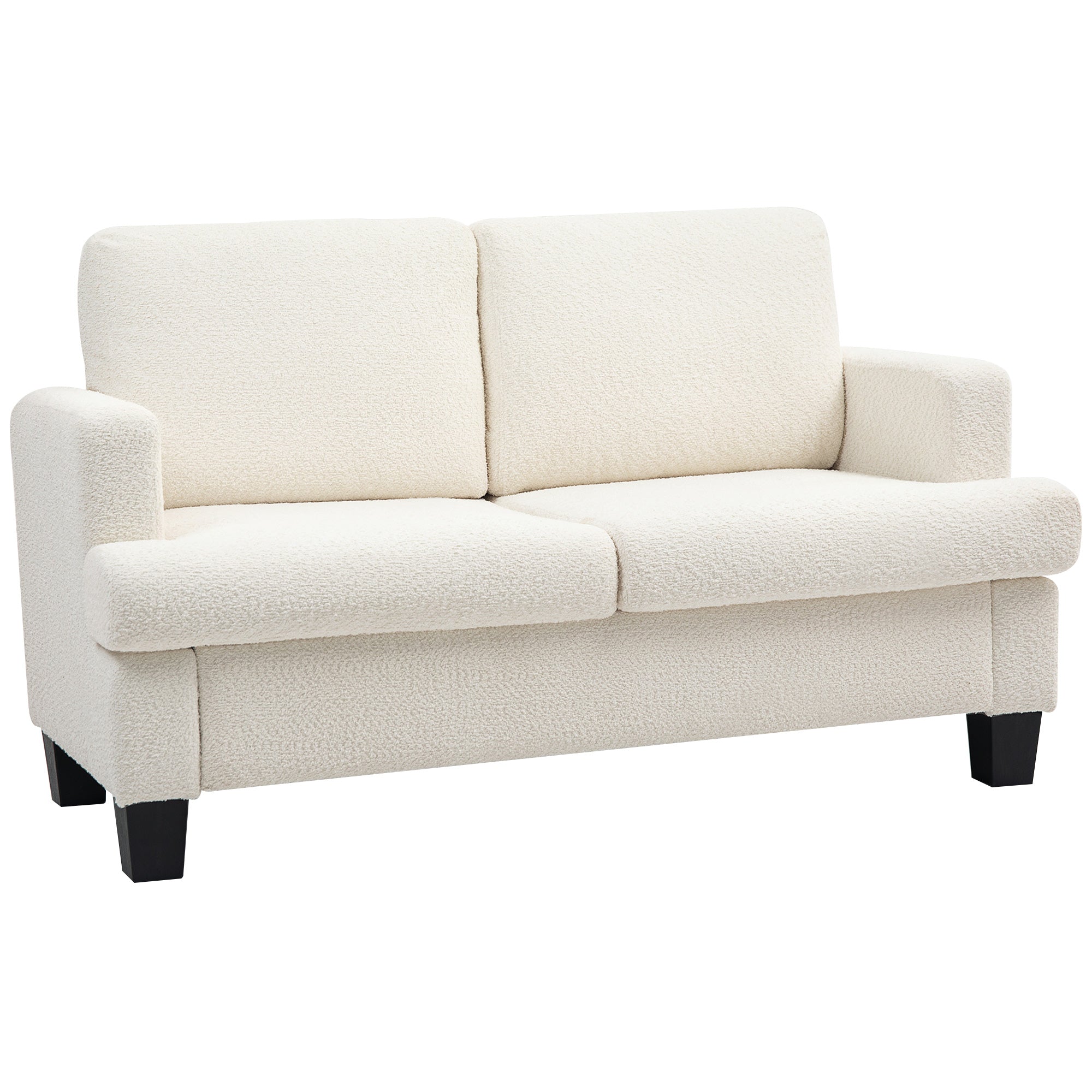 HOMCOM 54.3" Loveseat Sofa, 2 Seater Sofa with Removable Cushions, Small Couch with Wood Frame for Living Room, Cream White 