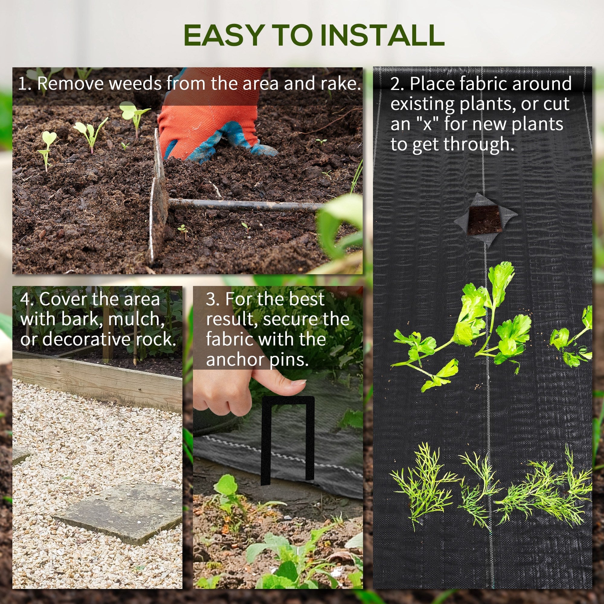 Outsunny Landscape Fabric 3ftx300ft Premium Weed Barrier Heavy-Duty Durable Weed Block Gardening Mat Easy Installation 