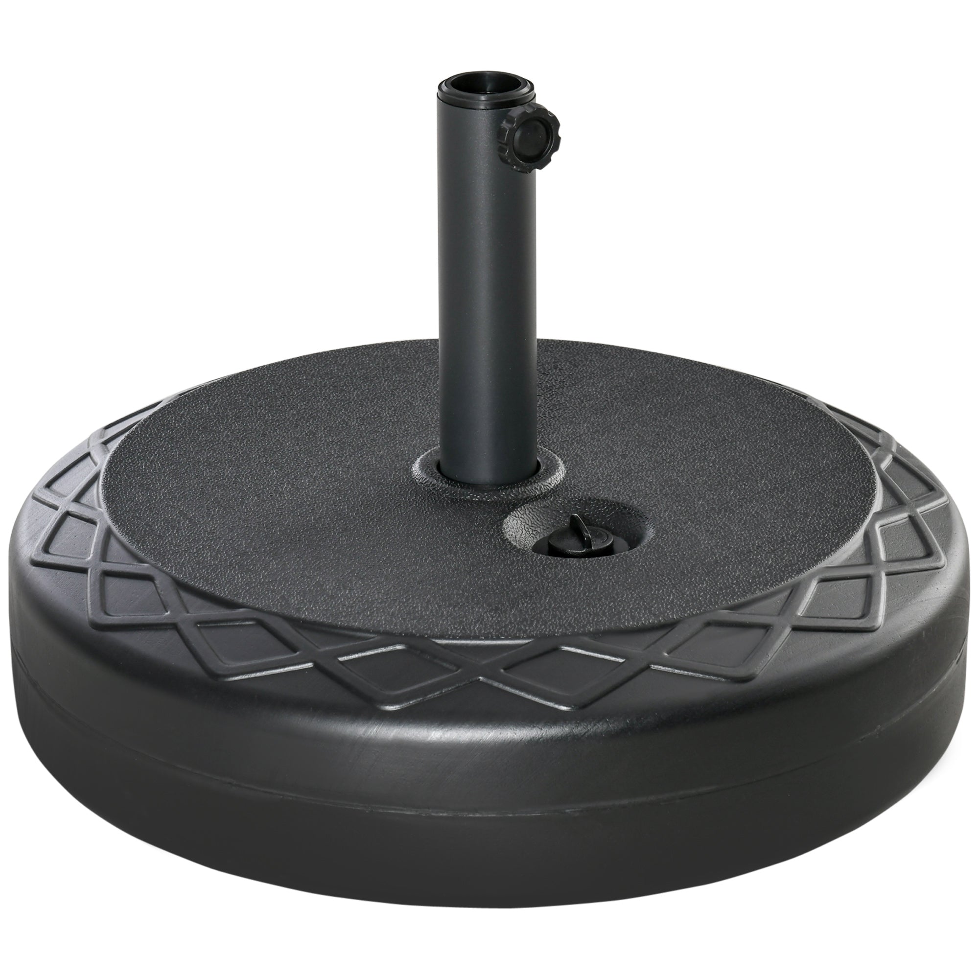 Outsunny 22" Round Parasol Base Outdoor Umbrella Stand Holder Black Water Filled for Φ38/48mm Poles 