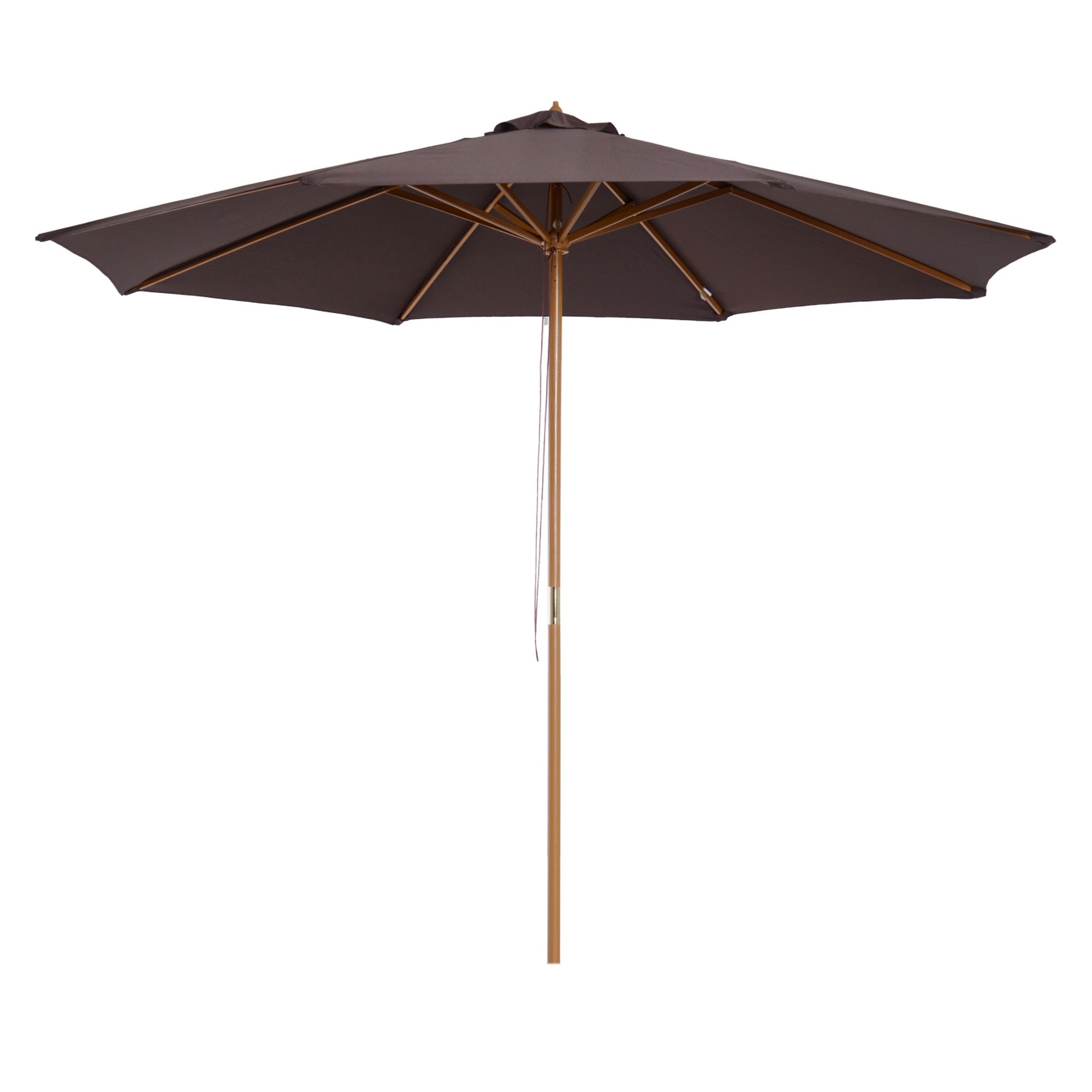 Outsunny 10'x10' Wooden Patio Umbrella, Outdoor Garden Sunshade Canopy, Bamboo Rib, Coffee - Elegant Outdoor Coffee Shade 