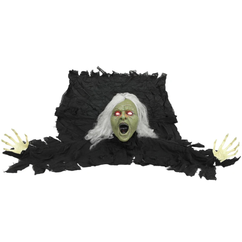 Outsunny 72" Life-Size Halloween Animated Crawling Zombie – LED Eyes, Battery Operated 