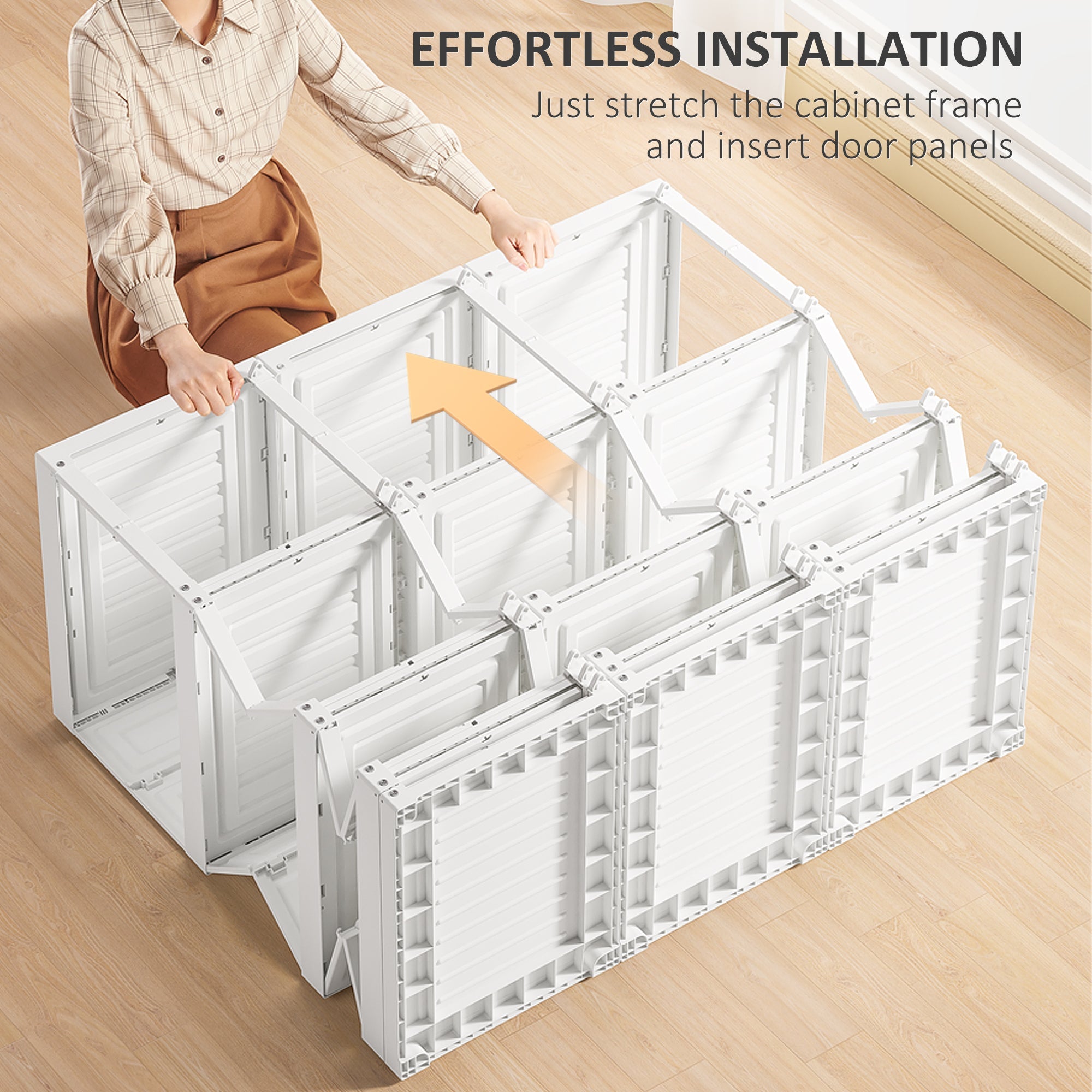 HOMCOM Portable Wardrobe Closet, Folding Bedroom Wardrobe, Clothes Storage Organizer with 8 Cube Compartments, White 