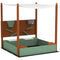 Qaba Wooden Kids Sandbox with Canopy, Sand Wall, Bottom Liner, for 3-6 Years, 46