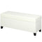Storage Ottoman Bench, Foot Rest with Safety Hinges, 47 Inches Linen Storage Chest for Living Room, Cream White