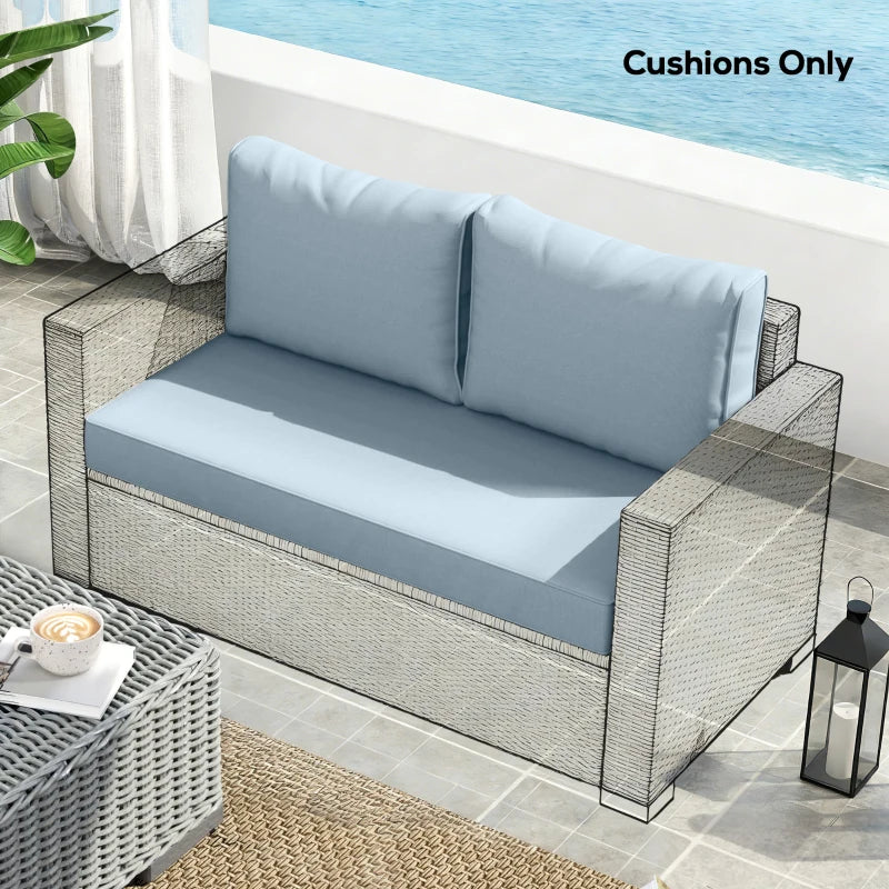 Outdoor Seat Cushions with Backrest, Loveseat Double Sofa Outdoor Furniture Cushions, Light Blue