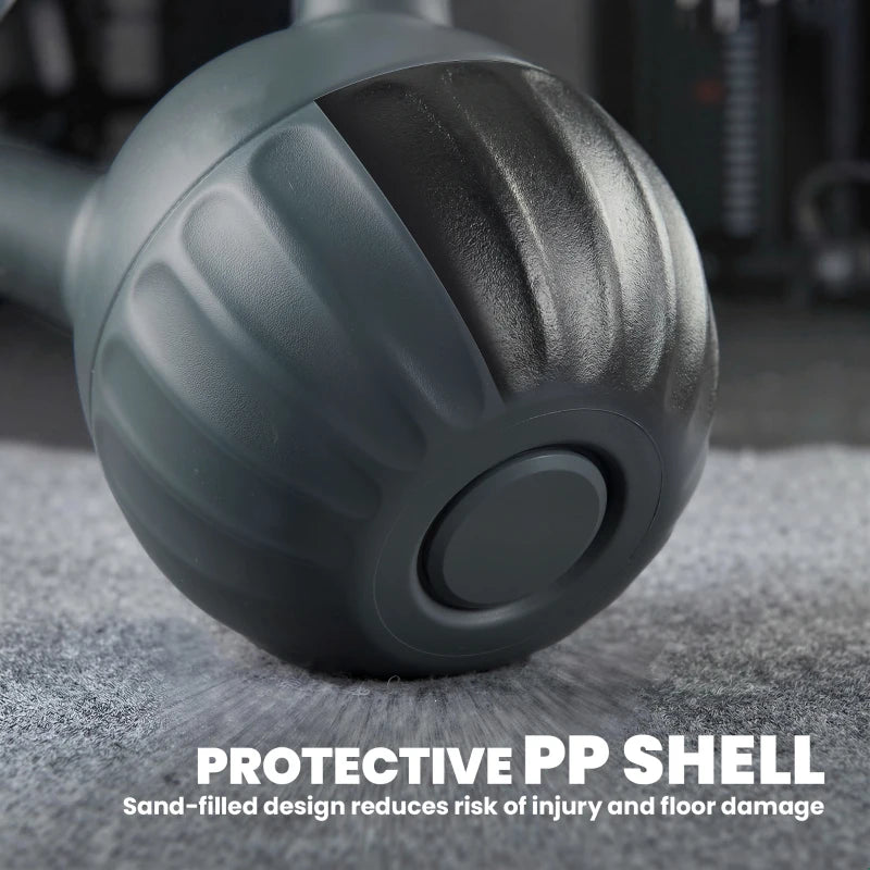 Soozier Kettlebell, 31 lbs Kettle Bell with Non-Slip Handle for Home Gym, Weight Lifting and Strength Training, Grey