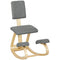 Ergonomic Kneeling Chair, Rocking Wood Kneel Stool with Backrest for Improve Posture, Back Pain, Grey